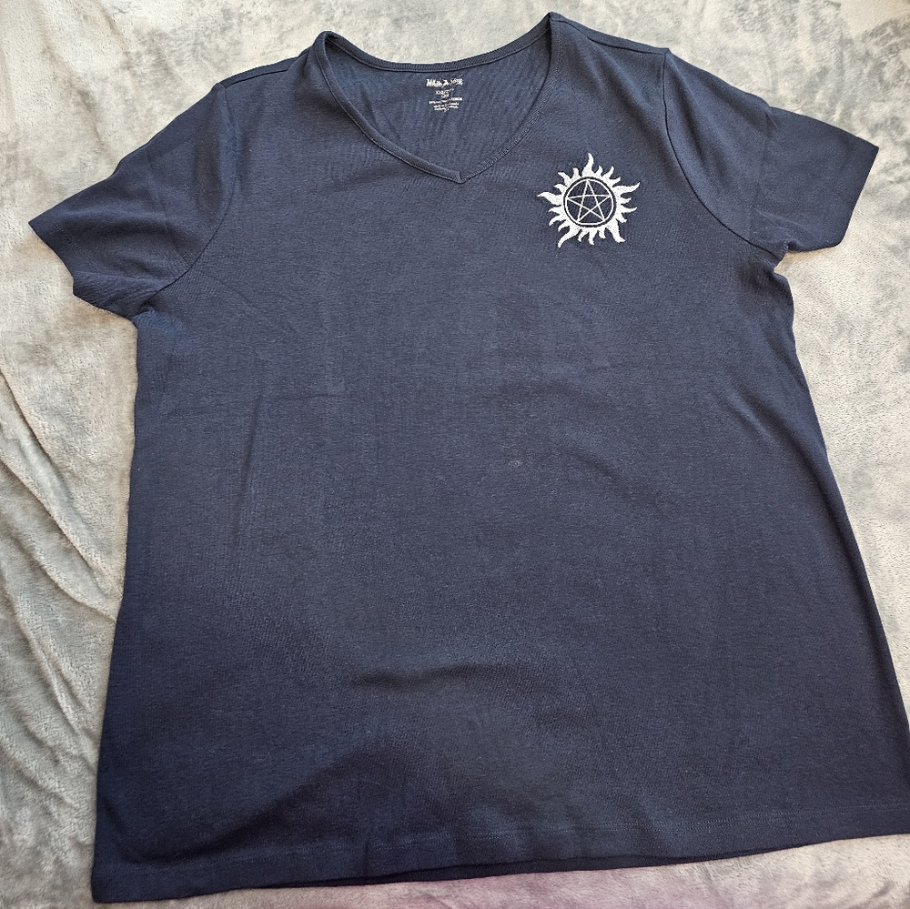 Supernatural Anti Possession White Stag Navy Blue Cotton Top
